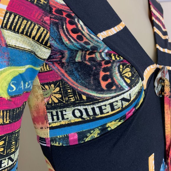 Save the Queen made in Italy Beautiful multicolor Poly Spandex Tunic Top S - Picture 8 of 16